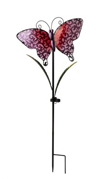 Moonrays Solar Metal/Glass Butterfly Red